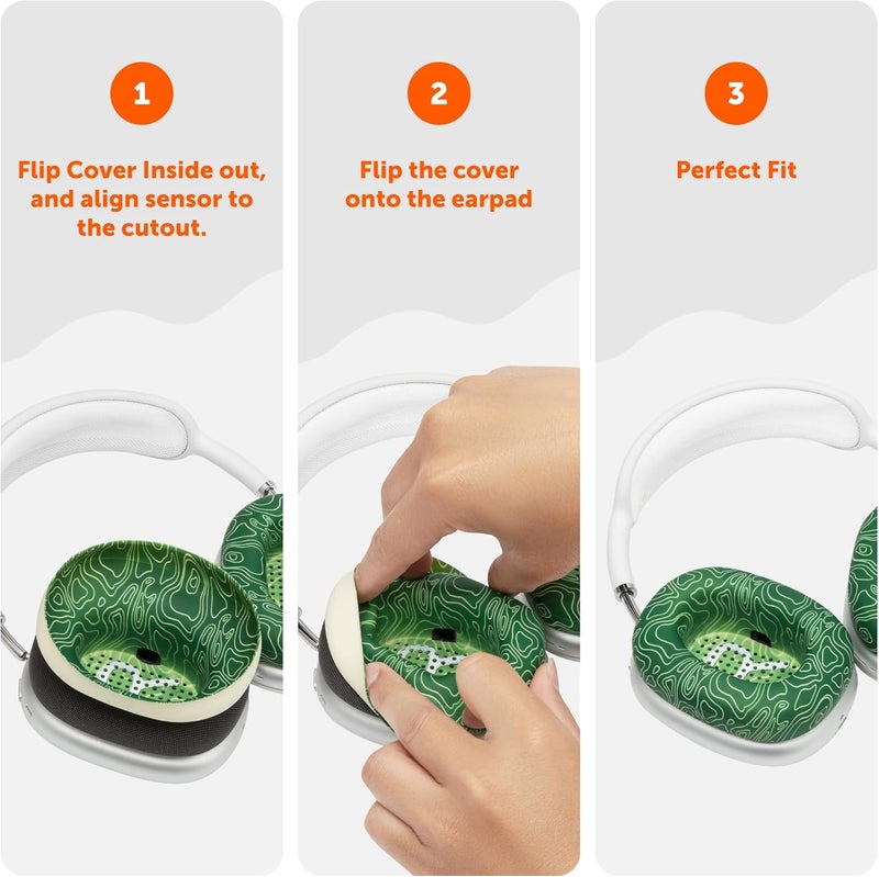 WC SweatZ Max - Patented Protective Earpad Covers for Airpods Max Made by Wicked Cushions | Sweatproof & Easily Washable | Full Earpad Sweat Protection | Emerald Tide - Image 5